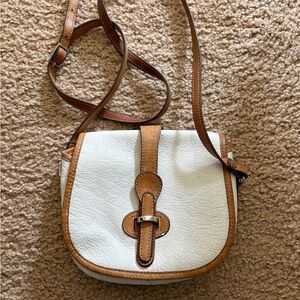 White Leather Saddle Crossbody Bag